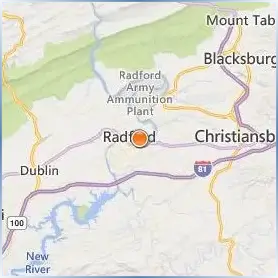 Radford University Location Map Radford University Location Map
